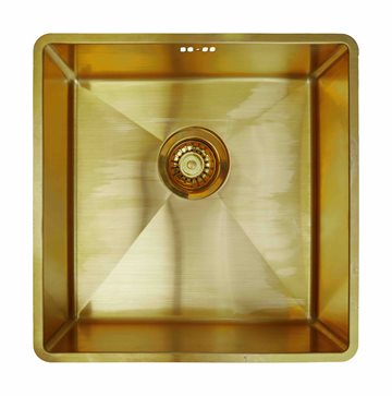 Secher Odense 400 køkkenvask 40x40 cm uden bagkant, Børstet messing natur